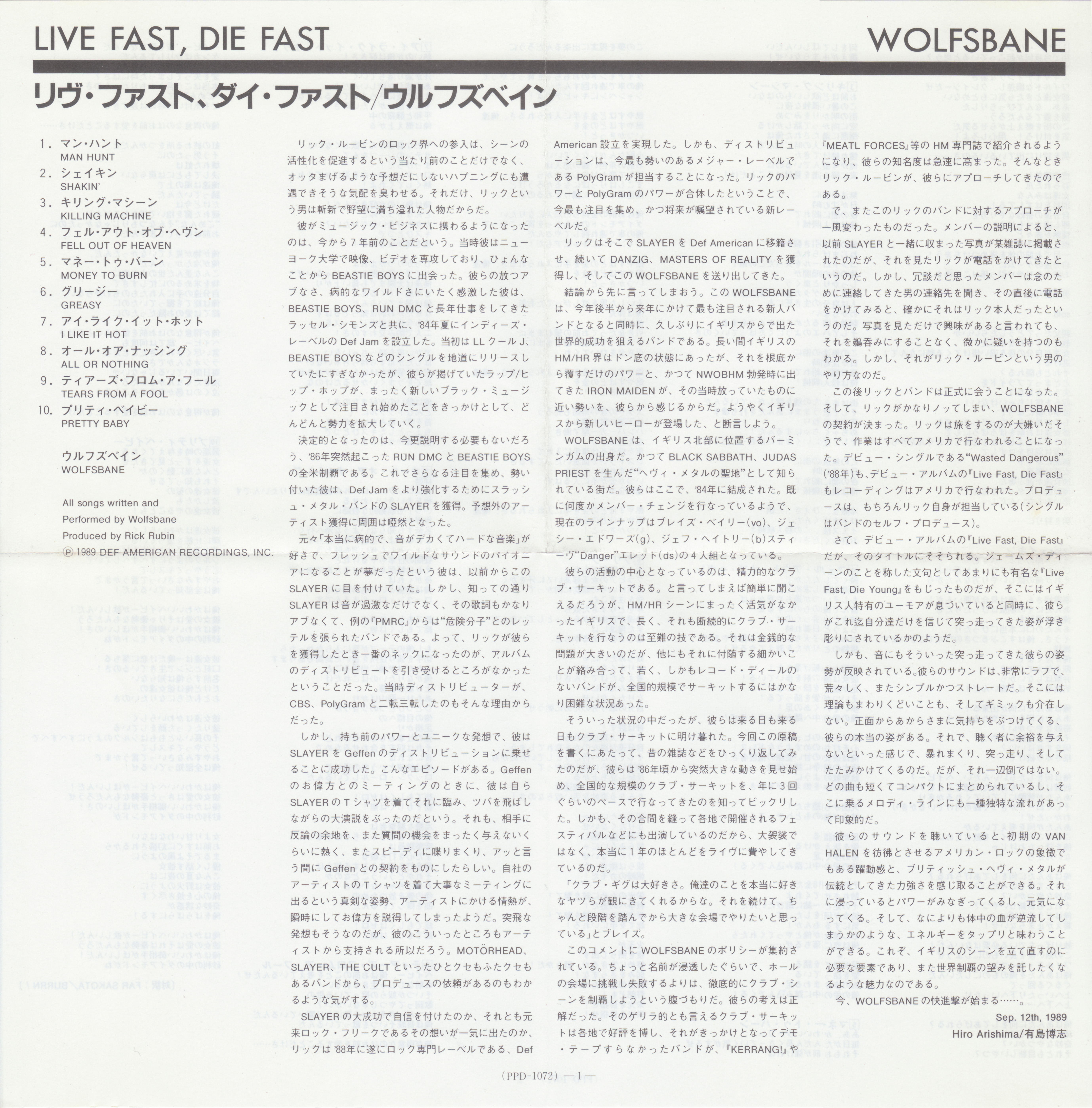 01 - Studio Albums/1989 - Live Fast, Die Fast (Japanese Edition)/Covers/Booklet 03.jpg